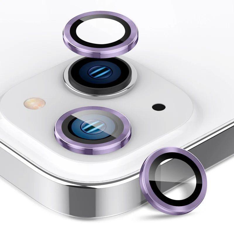 Tough On Tempered Glass Individual Glossy Ring Camera Lens Protector for iPhone 15 Plus - Glossy Purple - Brand New