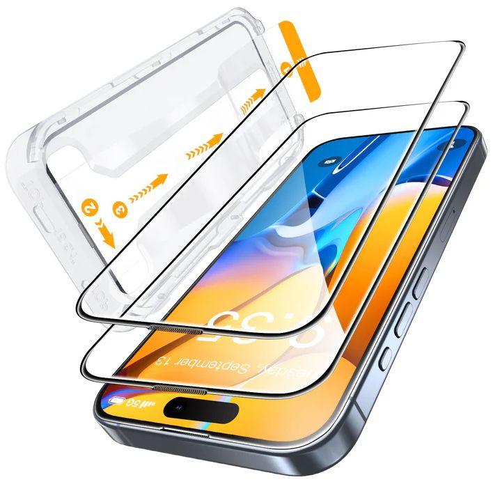 Tough On Tempered Glass Screen Protector with Installation Kit for iPhone 16 Pro (2Pack)