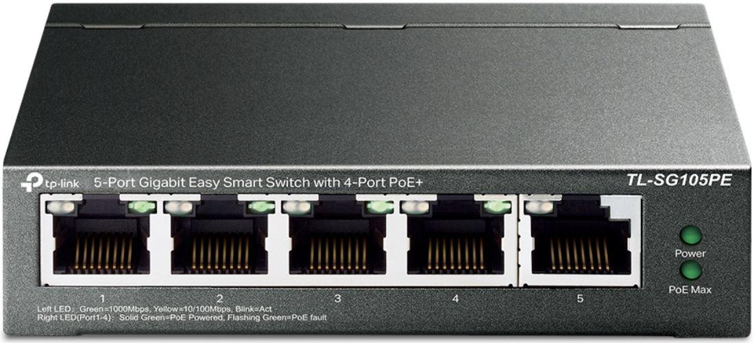 TP-Link (TL-SG105PE) 5-Port Gigabit Easy Smart Switch with 4-Port PoE+
