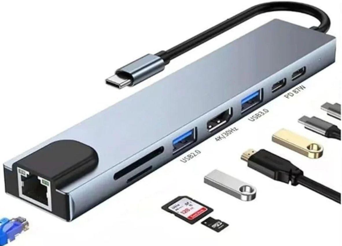 Tristar  USB-C Hub Multiport Adapter 8-in-1 with 4K HDMI Compatible with Laptops - Space Grey - Brand New