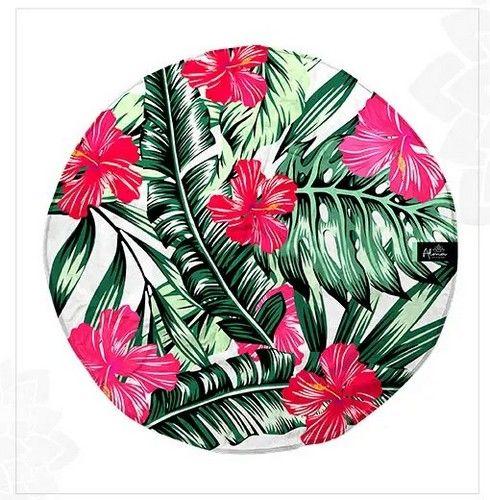 TROPICAL ROUND BEACH MATS unisex Eco-friendly round towel sand free nature inspired made from recycled plastic bottles