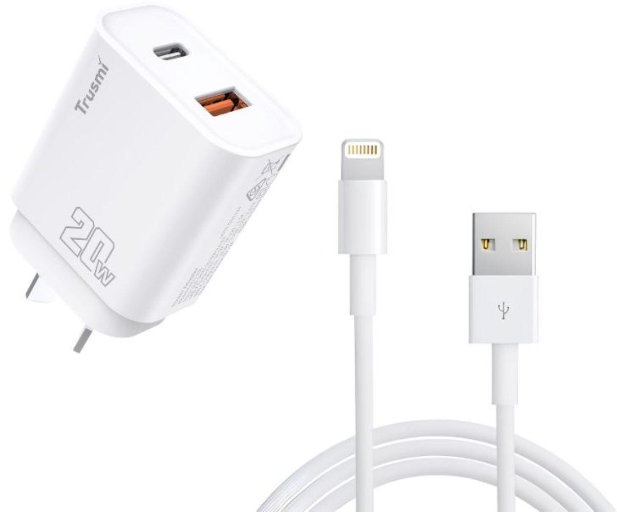 Trusmi RBL Charge Pack 20W Charger Adapter with USB-A to Lightning Charging Cable