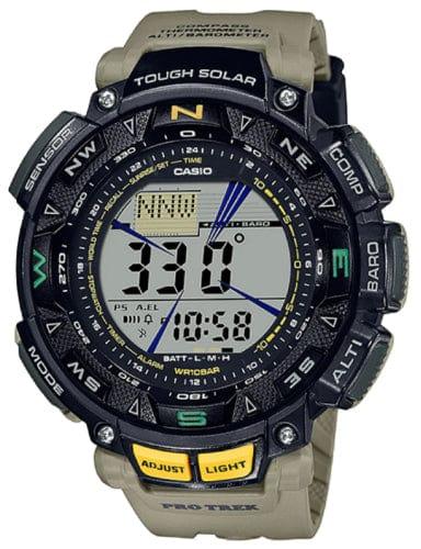 Casio  Pro Trek PRG-240-5 Triple Sensor Solar Digital Compass Watch - Black/Khaki - Brand New
