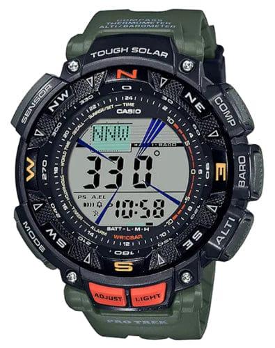 Casio  Pro Trek PRG-240-3 Triple Sensor Solar Digital Compass Watch in Black/Green in Brand New condition