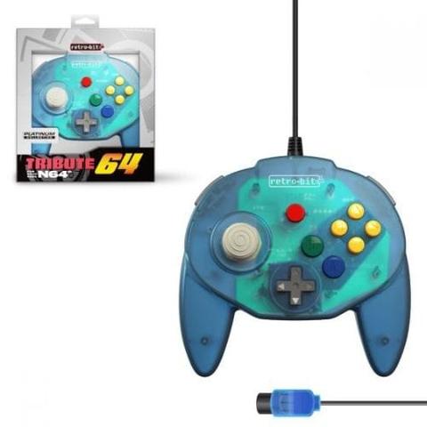 Retro-bit  N64 Tribute 64 Wired Controller for Nintendo - Ocean Blue - Brand New