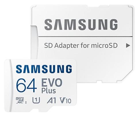Samsung  EVO Plus microSD Card (2021) with Adapter - 64GB - White (64GB) - Brand New