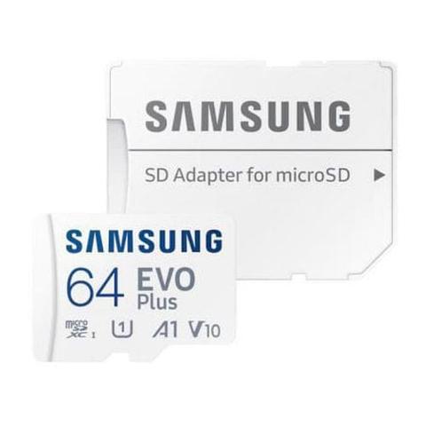 Samsung  64GB EVO Plus Micro SD Memory Card with Adapter (2021) - White - Brand New