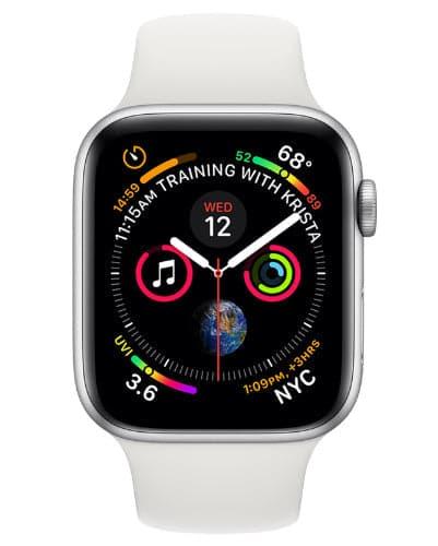 Apple Watch Series 4 Aluminum 44mm (GPS) Black Sport Band 16GB in Silver in Acceptable condition