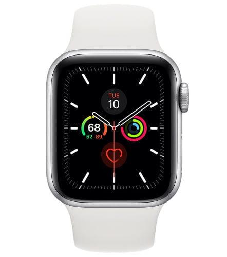Apple Watch Series 5 Aluminum 40mm (GPS + Cellular) White Sport Band - 32GB - Silver - Excellent
