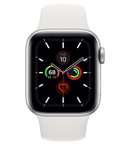 Apple Watch Series 5 Aluminum 40mm (GPS) Black Sport Band - 32GB - Silver - Very Good