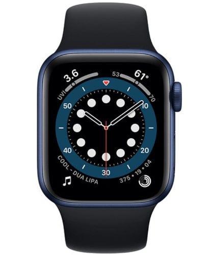 Apple Watch Series 6 Aluminum 44mm (GPS) Black Sport Band - 32GB - Blue - Good