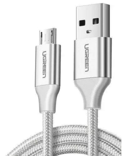 Ugreen  USB-A 2.0 Male To Micro Data Fast Charging Armored Cable - White (2m) - Brand New